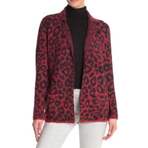 Joseph A. Leopard Print Open Front Cardigan